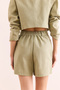 Women's Mint Green Pocket Lined Washed Linen Shorts Şrt- 19000056 - 6