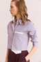 Women's Purple Pocket Detailed Striped Crop Shirt Gml- 19001310 - 4