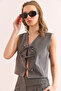 Women's Smoked Lacing Detailed Lined Viscose Vest Ylk- 19000061 - 5