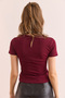 Women's Burgundy Square Neck Front Double Layer Crop Cotton Blouse Blz- 19002904 - 2