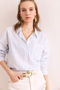 Women's Patterned Blue Single Pocket Regular Fit Cotton Shirt Gml- 19001307 - 3