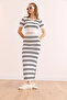Women's White Bottom Top Striped Knitwear Suit Tkm- 19000366 - 4