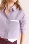 Women's Purple Pocket Detailed Striped Crop Shirt Gml- 19001310 - 7