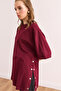 Women's Burgundy Buttoned Cotton T-Shirt Tsh- 19000762 - 3