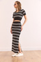Women's Black Bottom Top Striped Knitwear Suit Tkm- 19000366 - 4