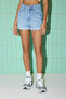 Mavi Yüksek Bel Paça Katlamalı Mini Denim Şort TWOSS25SR00170 - 3