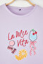 Lila Kokteyl Baskılı Fit Büyük Beden T-shirt TBBSS25BF00068 - 6