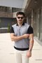 Men's Polo Neck Zipper Detailed Striped T-Shirt - 3