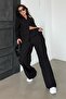 Black Linen Women's Shirt Pants Double Set Mg2356 - 5