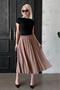 Camel Pleated Midi Length Women's Skirt Mg2393