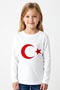 Turkish Flag Moon Star Printed White Long Sleeve T-Shirt (23 April 19 May) - 2