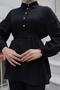Stone Button Detailed Suit Black - 5
