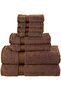 8 Piece 100% Combed Cotton 550 GSM Highly Absorbent Towel Set - Brown
