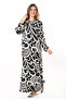 Women's Plus Size Black Collar Lace-up Long Sleeve Maxi Length Dress 65N37866 - 2