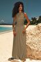 Mink Front Flowing Long Length Women's Dress Mg2364