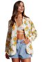 Women's Yellow Floral Linen Oversize Shirt with Buttons - 6