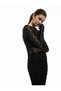 New Season Semi-Transparent Crew Neck Long Sleeve Textured Midi Dress