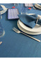 Linen Look Glitter Carefree Table Cloth Indigo Blue - 2