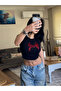 Belt Length Ribbon Red Stone Printed Crop - 5
