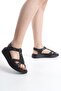 Genuine Leather Black Orthopedic Sole Women's Sandals - 2