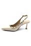 Feles Staple Strip Detailed Open Back Stiletto Women's Heeled Shoes Ten - 5