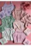 Modal Fabric, 4-Piece Thread Strap Embroidery Embroidered Camisole Girl's Undershirt and Shorts Set (8 Pieces) - 2