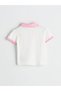 Lcw Kids Ecru Polo Neck Embroidered Combed Cotton Girls T-Shirt - 3