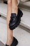 Gray Women's Black Real Leather Tassel Eva Sole Leather Loafer - 9