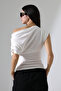 One Shoulder Pleated Blouse - 3