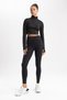 Fit Slim Fit Slim Fit High Neck Zipper Crop Long Sleeve T-Shirt W0343Az23Au - 6