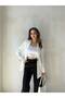 White Double Breasted Collar Buttoned Blazer Jacket - 3