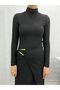 Women's Black Turtleneck Long Dress - 4