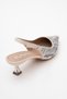 Ushes Beige Satin Stone Women's Short Heeled Evening Dress Shoes - 5