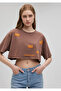 Printed Brown Crop T-Shirt Crop / Short Cut 1612499 -70244 - 2