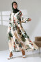Women's Modal Woven Patterned Green Hijab Dress - 5