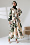 Women's Modal Woven Patterned Green Hijab Dress - 6