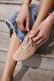 Anna Women Beige Suet Lace up Sneaker - 5