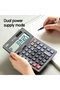 E1629 12-Digit Metal Calculator - Dual Power, 120-Step Check, Dark Grey - 5