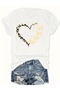 Heart Printed Crew Neck T-Shirt, Short Sleeve Casual Top for Summer and Spring, Women's Clothing