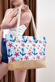 Jute Detailed Zippered Lined Pocket Beach Bag Sbc3212 - 2