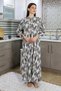 Fashion Line Women's Long Sleeve Combed Cotton Nightdress Home Dress Ecru 25500 - 3