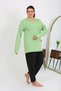 Fashion Line Women's Plus Size Long Sleeve Combed Cotton Pajamas Set Pistachio Green 202408 - 4