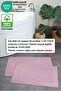 2 Pack Foot Towel 100% Cotton Certified, Stone and Striped Patterned Jacquard Bath Mat Pink 50X70Cm - 2