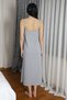 Fashion Stripe Women's Rope Strap Long Slit Cotton Combed Cotton Nightdress Gray 90125 - 2