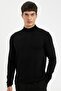 Black Standard Fit Regular Cut Half Turtleneck Basic Plain Knitwear Sweater A5282Ax24Au