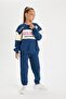 Girls' 2-Piece Set Crew Neck Printed Sweatshirt Jogger Sweatpants A6809A824Au - 2