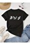 Butterfly Print Crew Neck T-Shirt, Casual Short Sleeve Top for Spring and Summer, Women's Clothing