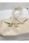 Women's Shoulder Bag Lined Drawstring Cream - 3