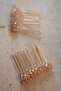 2 Pieces Gold Comb Buckle, Engagement Hair Accessory, Mink Beaded Buckle - 3