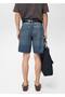 Yıkanmış görünümlü denim bermuda şort - 4